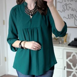 Brixon Ivy Sylvester Split Neck Green Blouse